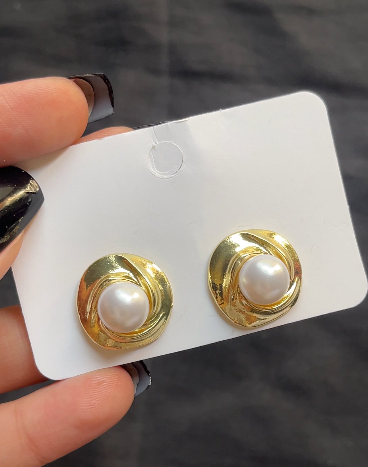 Gold crusted pearl studs