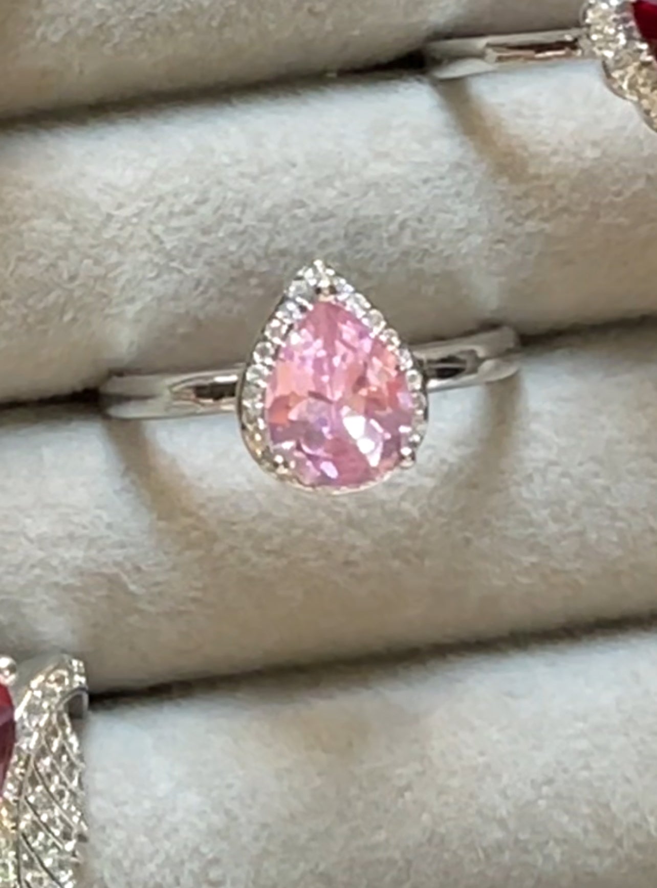 Pink Tear Drop ring