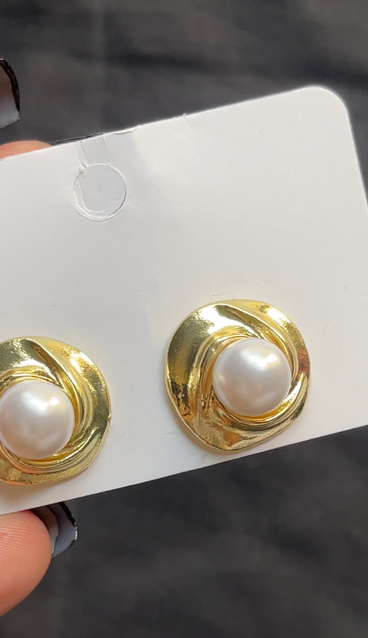 Gold crusted pearl studs