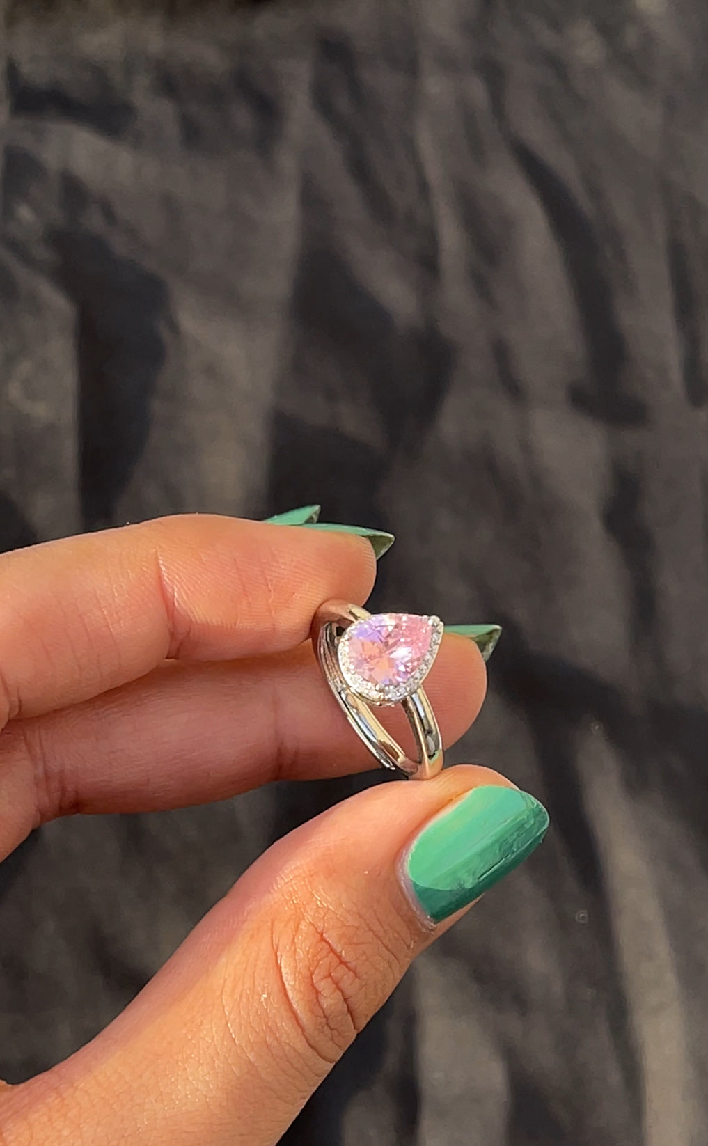 Pink Tear Drop ring