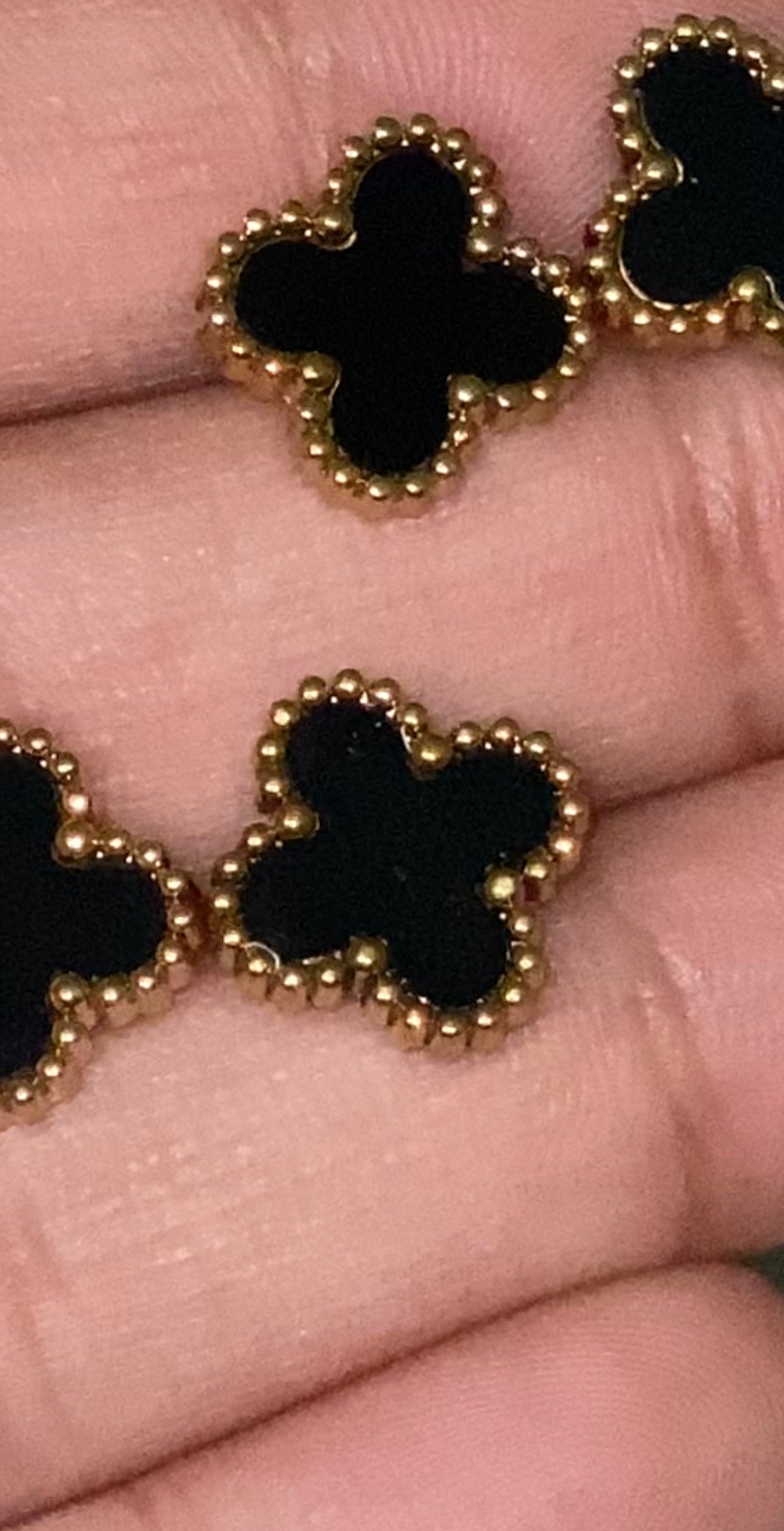 Black dotted clover studs